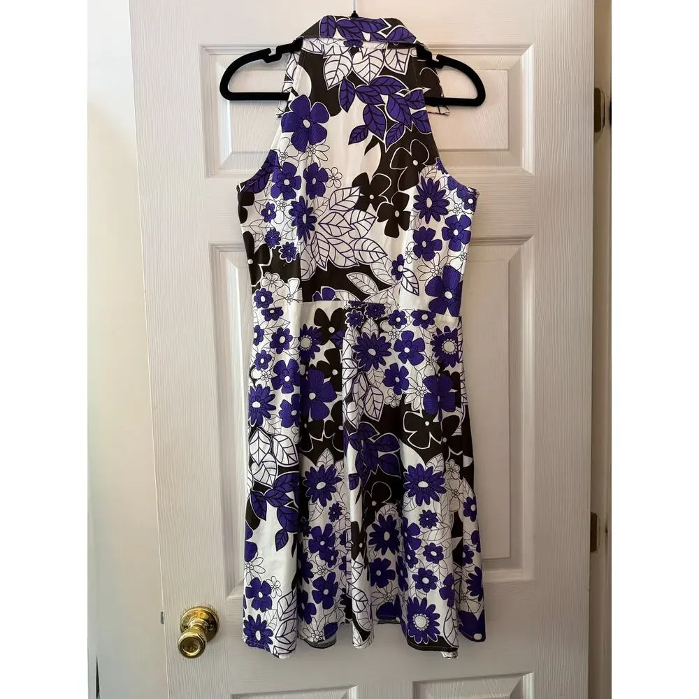 Purple Floral Dress By DBY Size 10 - Picture 2 of 6